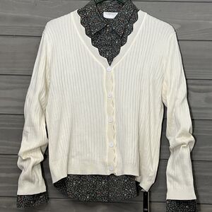 Vintage Liz Claiborne Floral Print Button Blouse Womens M Cottagecore Prairie